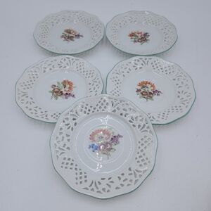 Lot 5 Schumann Arzberg Reticulated Plate Floral Bread Dessert Plates lattice